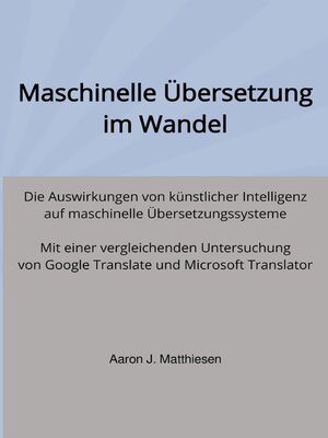 cover image of Maschinelle Übersetzung im Wandel